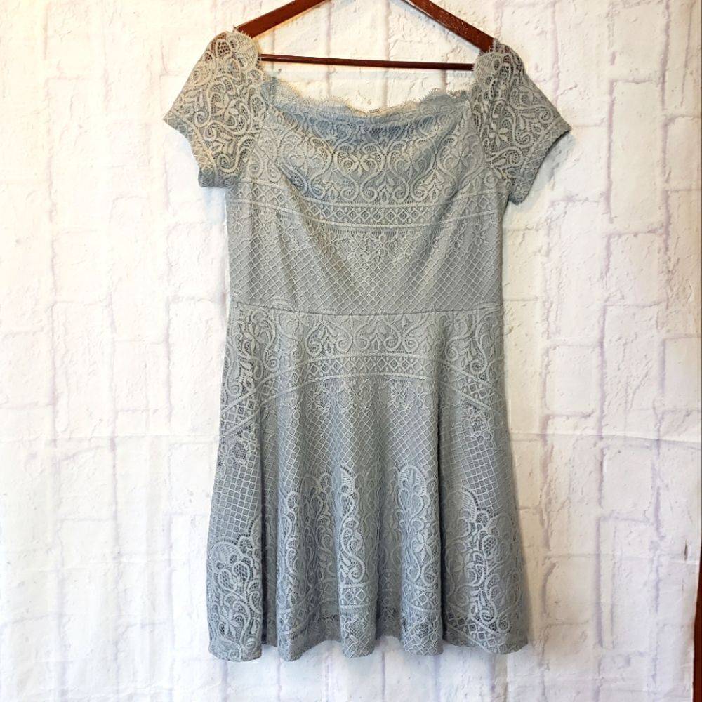 REWIND Off-Shoulder Lace Fit N Flare Dress